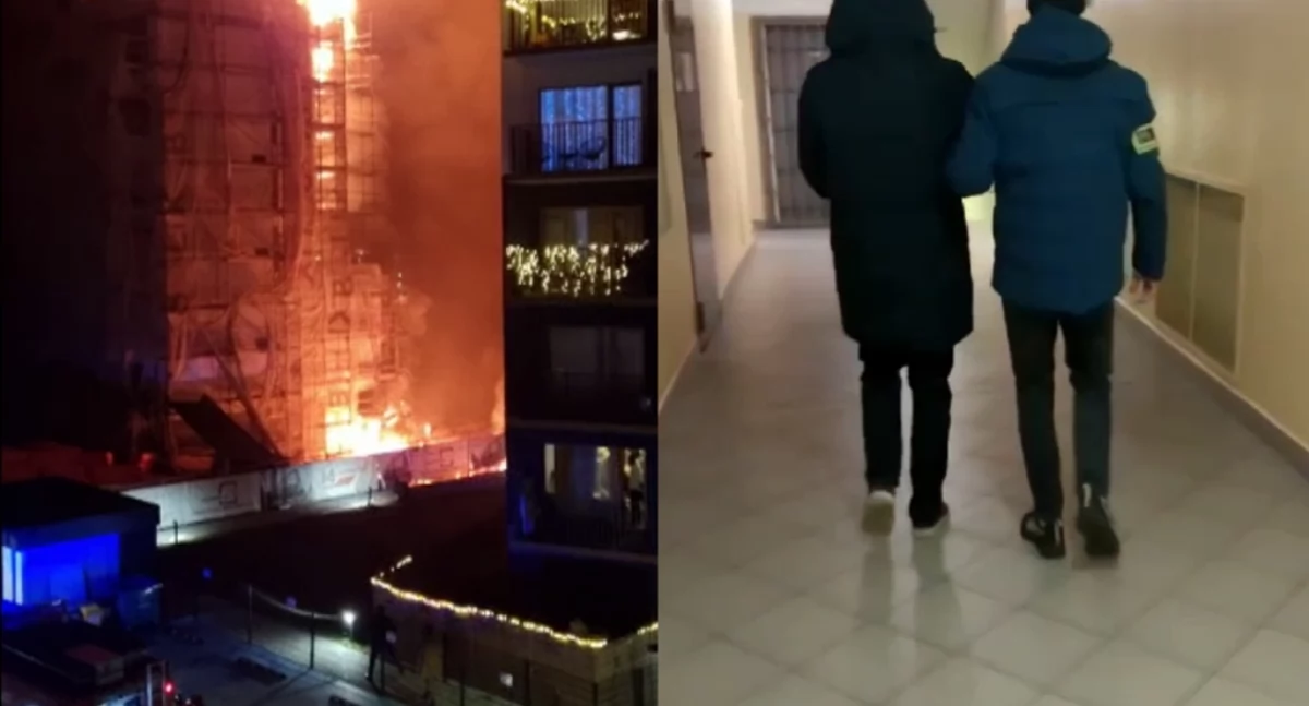 Sprawy kryminalne, Policja zatrzymała mężczyznę który podejrzany spowodowanie pożaru elewacji bloku Ceglanej - zdjęcie, fotografia