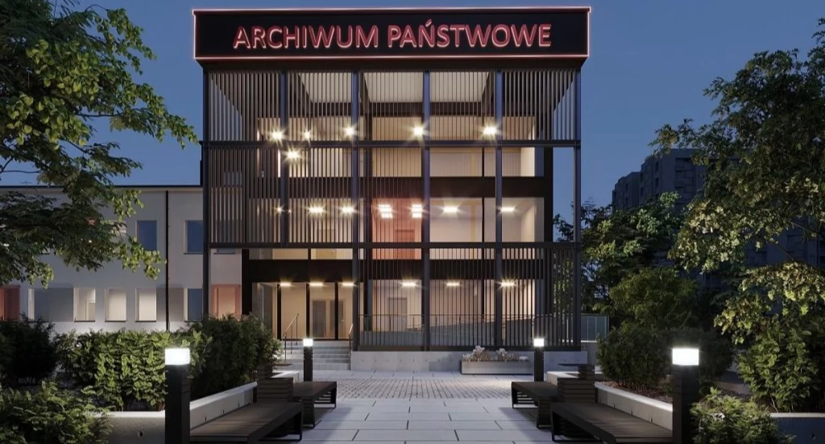 Wizualizacja budynku Archiwum Państwowego w Katowicach.