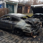 Spalony Mercedes w Nikiszowcu (1)