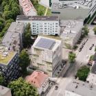 Widok z góry na kwartał u zbiegu ulic Raciborskiej i Koszarowej.