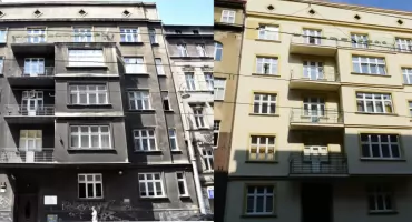 Prawie stuletnia kamienica w centrum Katowic była czarna od brudu. Po remoncie wygląda jak nowa