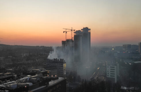 Niegroźny pożar w centrum Katowic